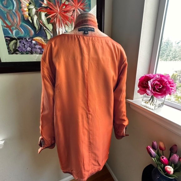 Orange Plaid 3/4 Length Jacket Wool & Mohair. Great Fall Colors c90s by Kasper - Picture 7 of 16